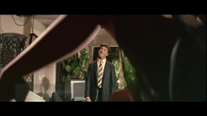 Iconic photo from The Graduate, with Benjamin shot through Mrs. Robinson's legs.